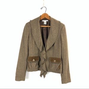 CAbi 361 Kensington Wool Blend Ruffle Blazer sz 0